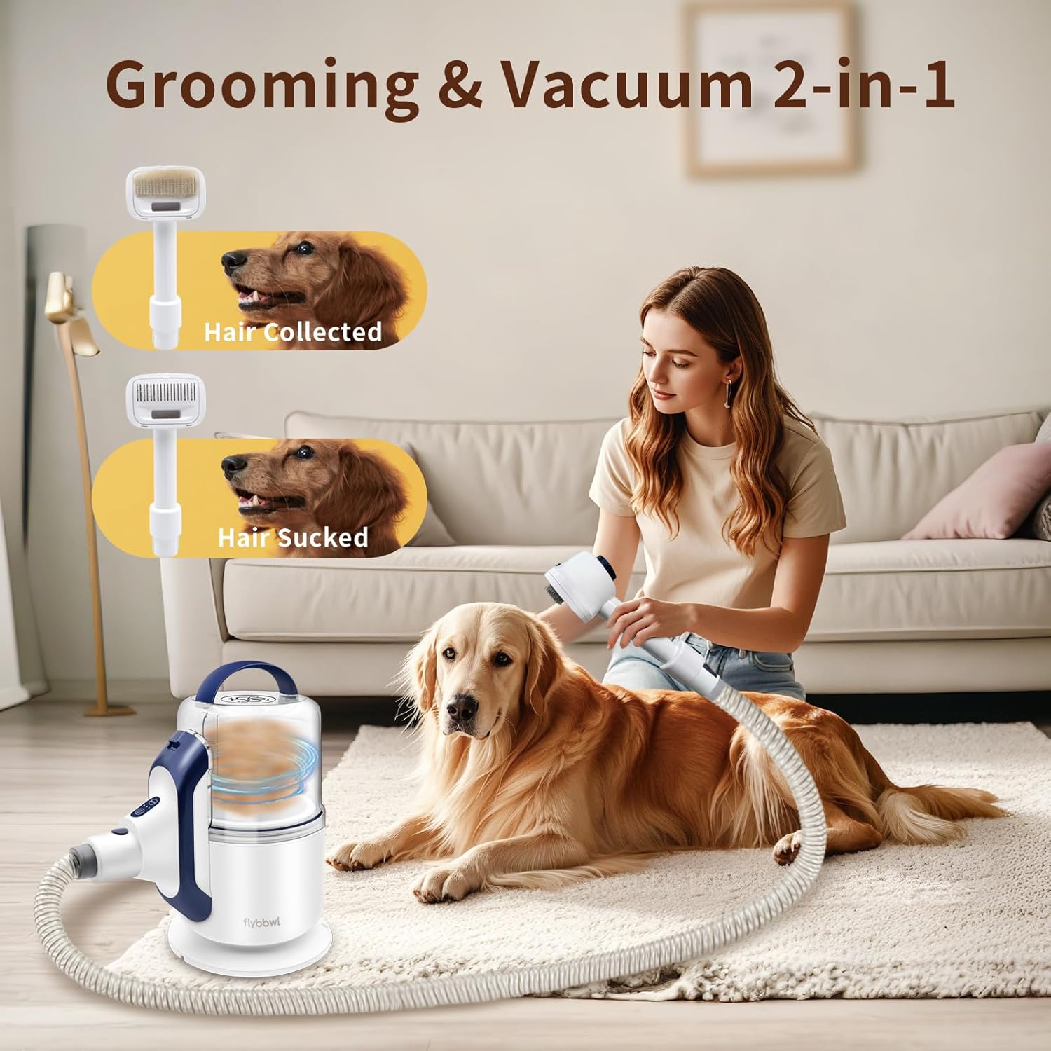 Pet Grooming Vacuum Hair: Dog Hair Grooming Kit - Professional Dog Vacuum - Deshedding Vac for Pet