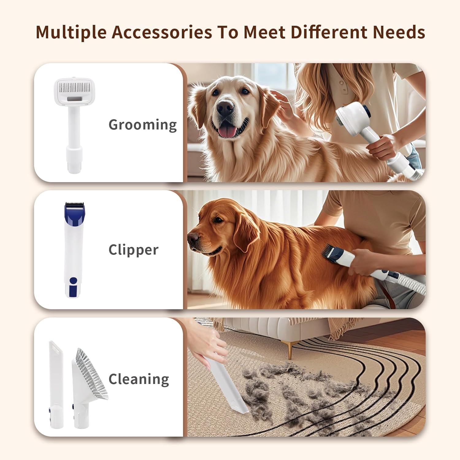 Pet Grooming Vacuum Hair: Dog Hair Grooming Kit - Professional Dog Vacuum - Deshedding Vac for Pet