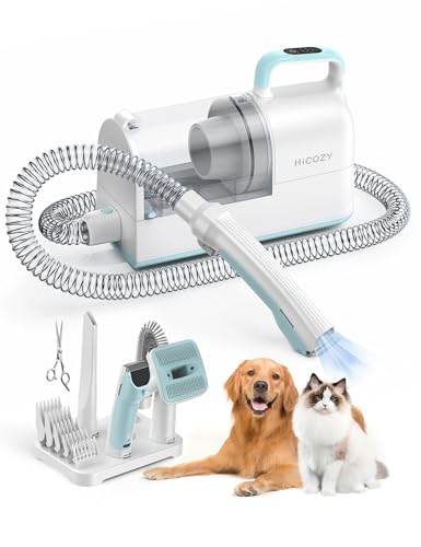 Hicozy S1+ Dog Grooming Vacuum, 12000Pa Minimum 50dB Quiet Dog Vacuum for Shedding Grooming with 2L Dust Cup, 6 Professional Dog Grooming Kit for Dogs Cats, Gray