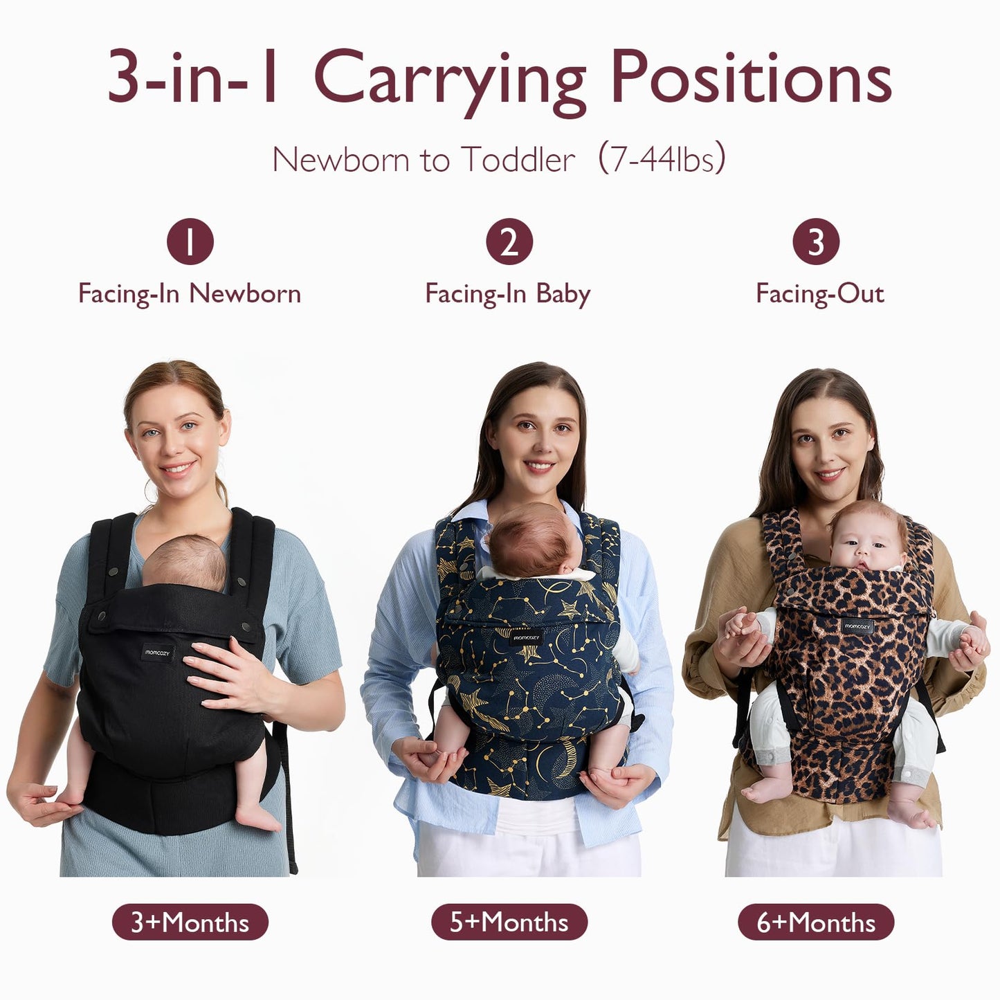 Baby Carrier - Ergonomic, Cozy and Lightweight Carrier for 7-44lbs, Effortless to Put On