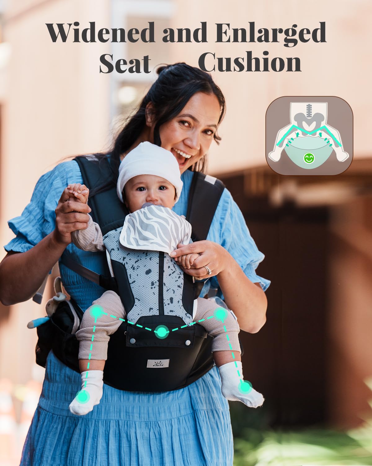 Baby Carrier,  Safety-Certified 6-in-1 Baby Carrier Newborn to Toddler, Adjustable Detachable Infant Baby Hip Seat Carrier for 7-50lbs, All Seasons, Perfect for Shopping Travelling