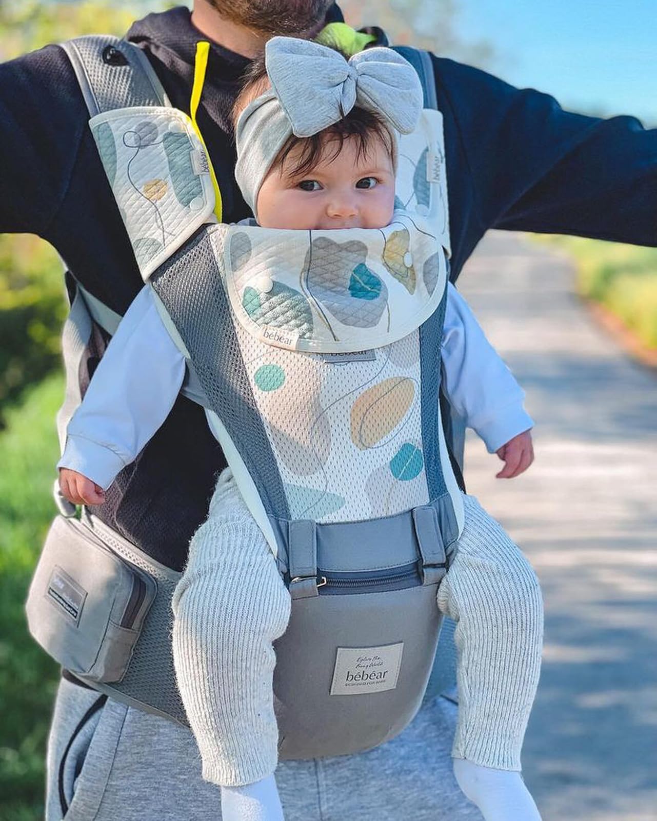 Baby Carrier Newborn to Toddler-2 in 1 Hip Seat & Carrier Front and Back Carry with Head Hood & 3 Pieces