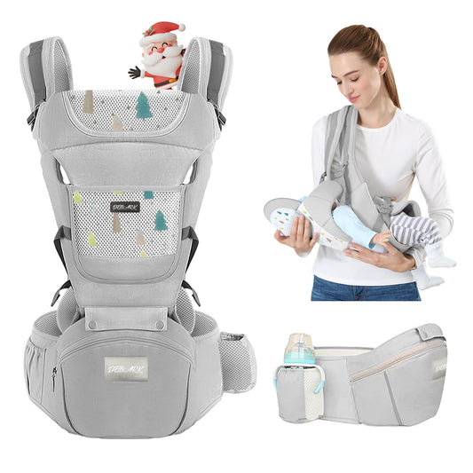 Baby Carrier with Hip Seat, 6 in 1 Lightweight and Detachable Infant Carrier for Babies from 0-36 Months, Ideal for Hands-Free Parenting (Grey)