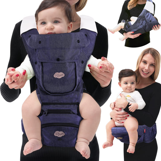 Ergonomic Baby Carrier, Comfortable Hip Seat and Design for Happy Babies and Parents