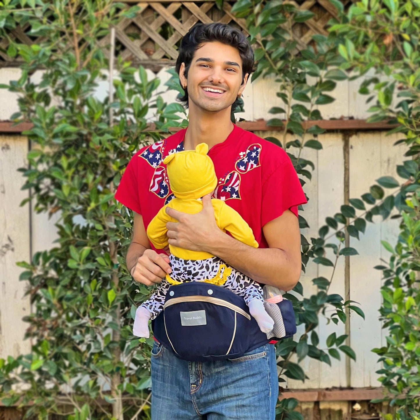 Travel Buddy Baby Carrier | 4-in-1 with Hip Seat and Sling | Adjustable Size for Dad & Mom