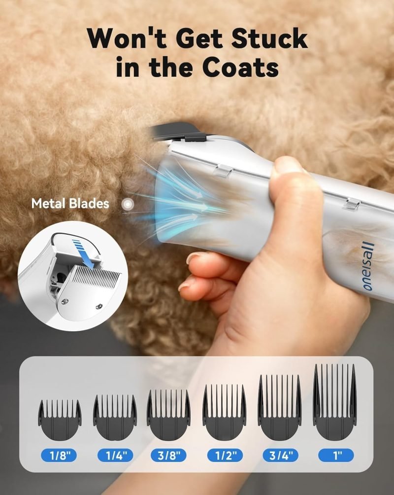 Dog Vacuum & Dryer for Shedding Grooming, 8 in 1 Dog Grooming Kit with Metal Blades Pet Clippers - Image 5