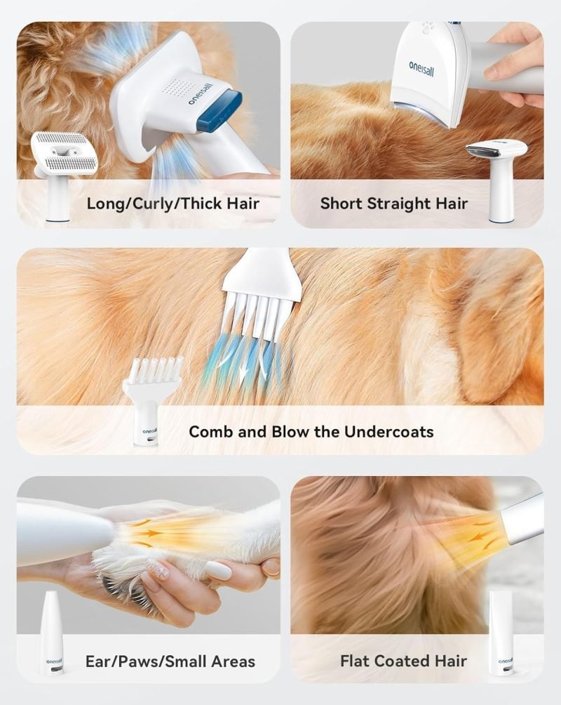 Dog Vacuum & Dryer for Shedding Grooming, 8 in 1 Dog Grooming Kit with Metal Blades Pet Clippers - Image 6