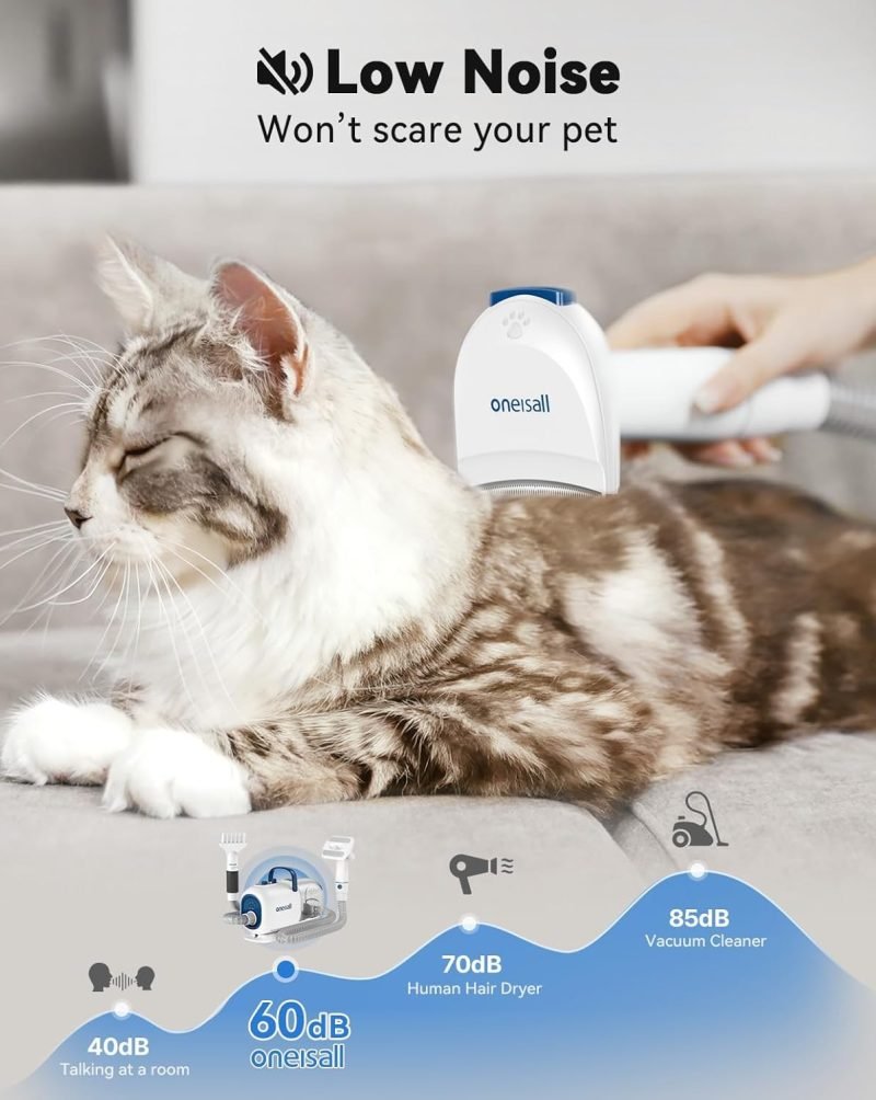 Dog Vacuum & Dryer for Shedding Grooming, 8 in 1 Dog Grooming Kit with Metal Blades Pet Clippers - Image 7