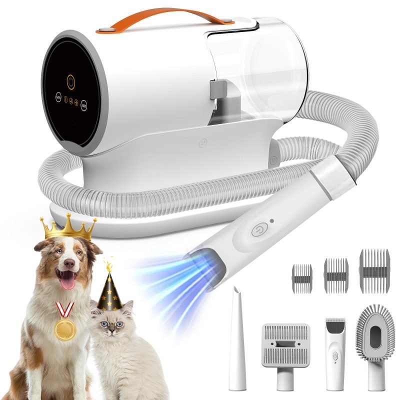 Dog Vacuum for Shedding Grooming, 12000pa Suction Dog Hair Vacuum Low Noise, 3 Levels, 5 Grooming Tools