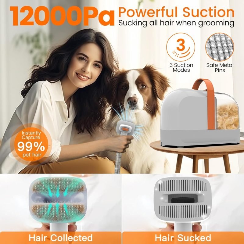 Dog Grooming Vacuum, Dog Grooming Kit with Pet Clippers, 12,000Pa Pet Hair Vacuum Pet Grooming Vacuum for Dogs - Image 2