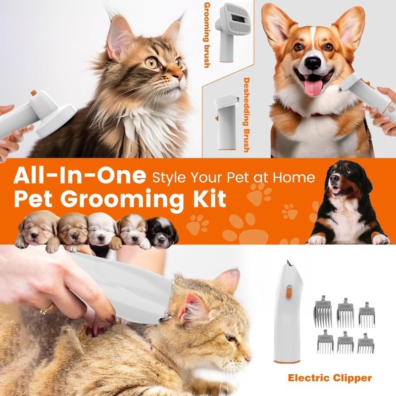 Dog Grooming Vacuum, Dog Grooming Kit with Pet Clippers, 12,000Pa Pet Hair Vacuum Pet Grooming Vacuum for Dogs - Image 3