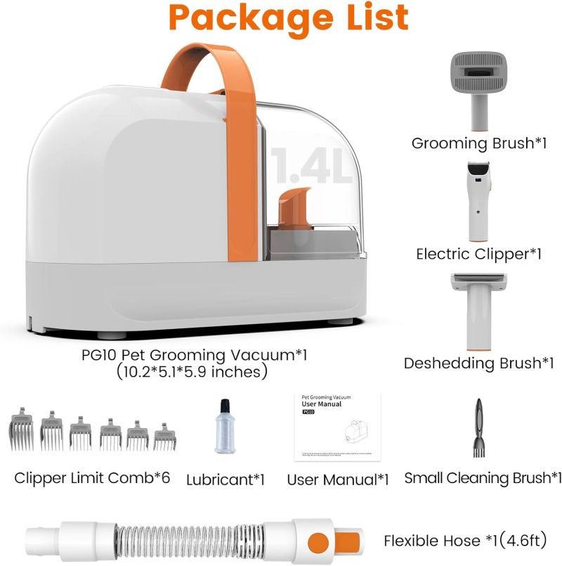 Dog Grooming Vacuum, Dog Grooming Kit with Pet Clippers, 12,000Pa Pet Hair Vacuum Pet Grooming Vacuum for Dogs - Image 8
